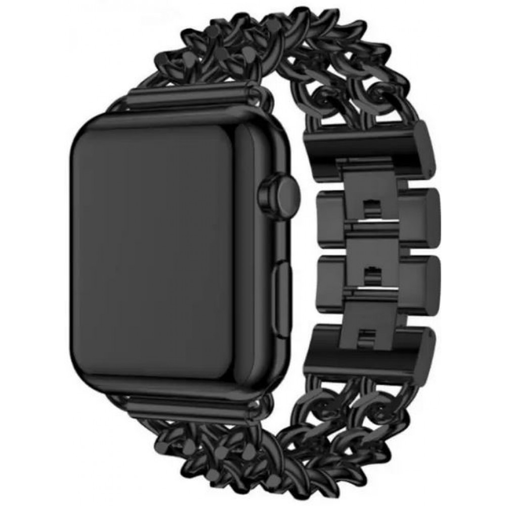 Bracelet luxueux en acier affiné avec fermoir invisible - Noir - Apple Watch 38/40/41/42 mm