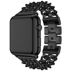Bracelet luxueux en acier affiné avec fermoir invisible - Noir - Apple Watch 38/40/41/42 mm