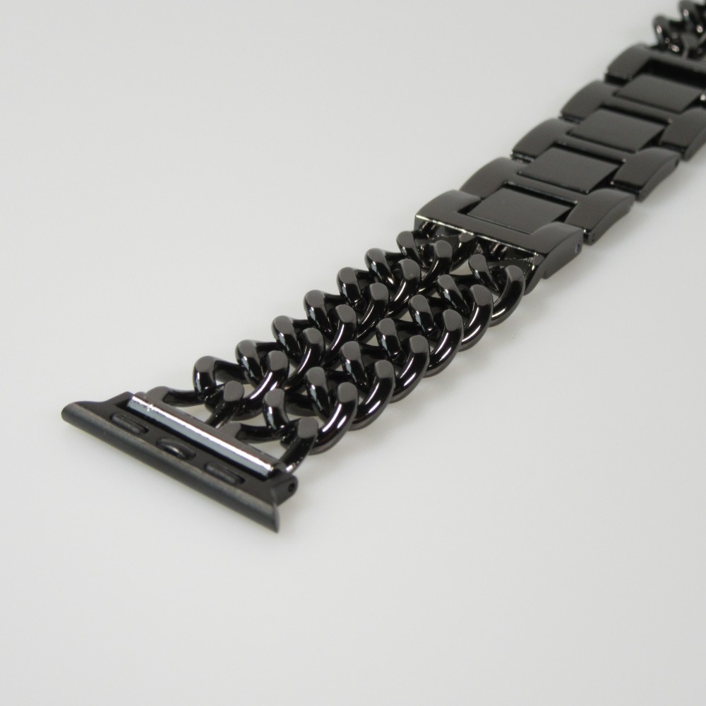 Bracelet luxueux en acier affiné avec fermoir invisible - Noir - Apple Watch 38/40/41/42 mm