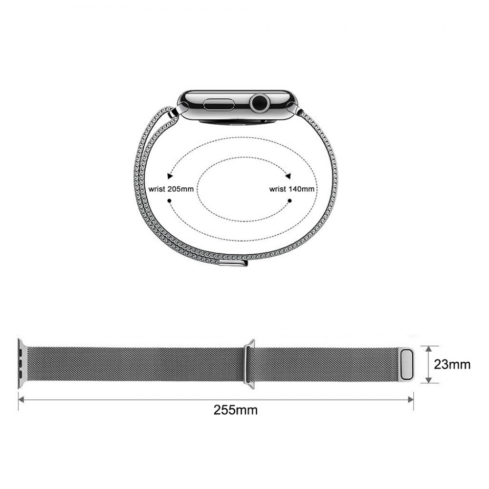 Bracelet milanais en acier argent - Apple Watch 44/45/46/49 mm