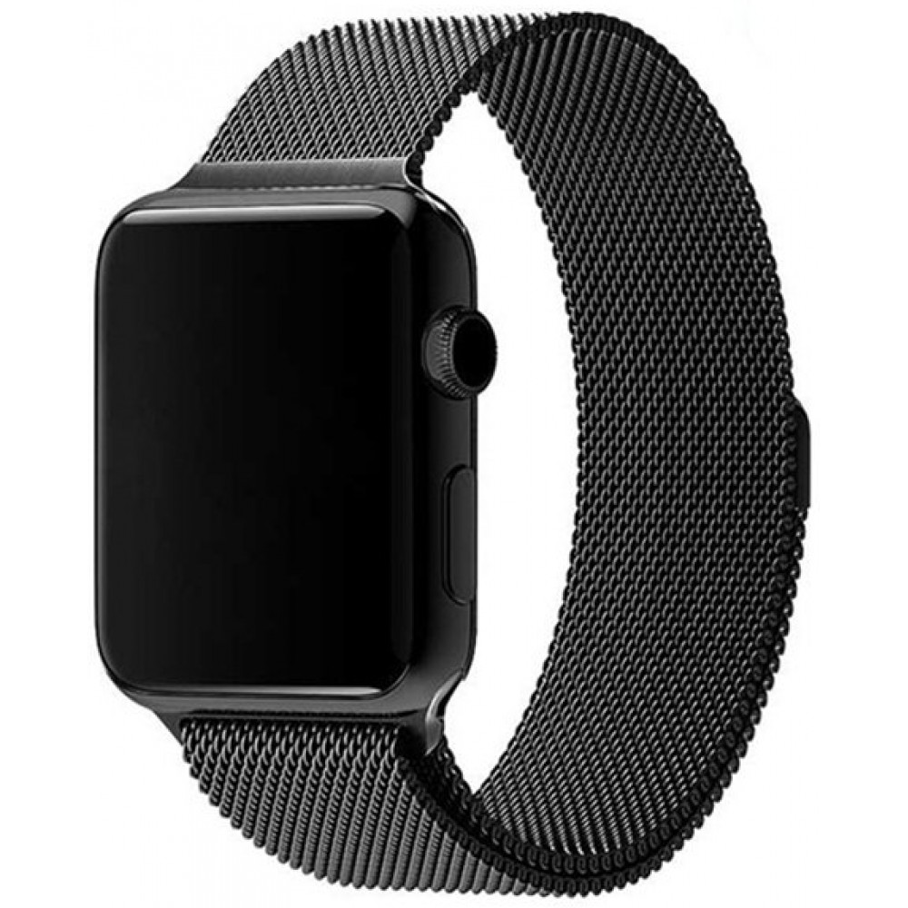 Bracelet milanais en acier noir - Apple Watch 44/45/46/49 mm