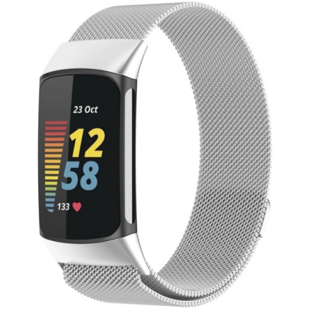 Bracelet milanais en acier (taille L) - Argent - Fitbit Charge 5 / 6