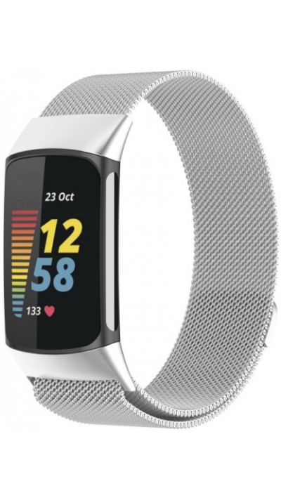 Bracelet milanais en acier (taille L) - Argent - Fitbit Charge 5