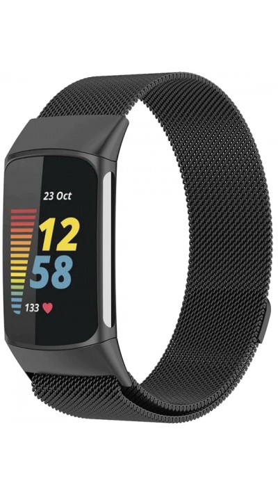 Bracelet milanais en acier (taille S) - Noir - Fitbit Charge 5