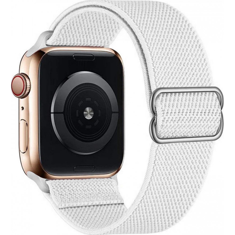 Bracelet nylon élastique sport, réglable, souple, lavable - Blanc - Apple Watch 38/40/41/42 mm