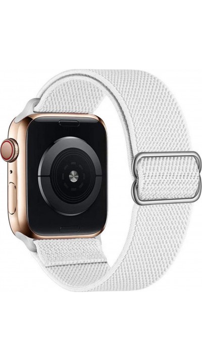 Bracelet nylon élastique sport, réglable, souple, lavable - Blanc - Apple Watch 44/45/46/49 mm