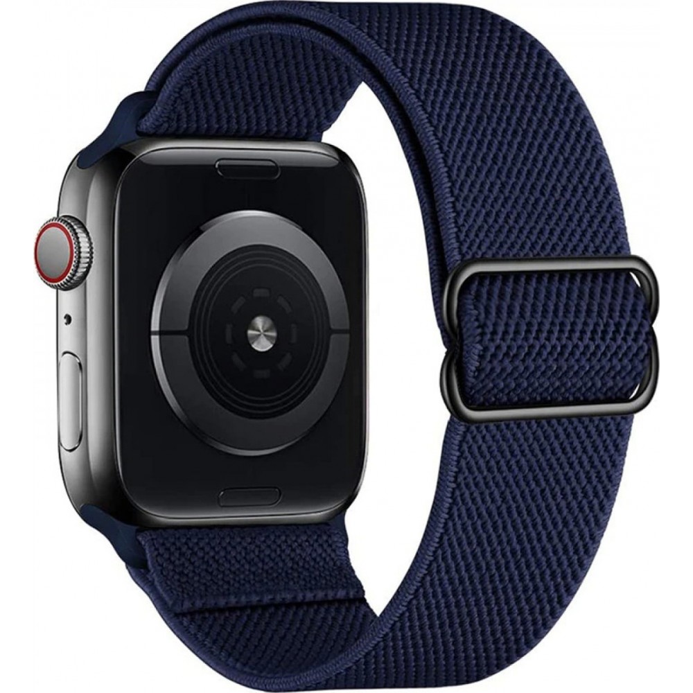 Bracelet nylon élastique sport, réglable, souple, lavable - Bleu foncé - Apple Watch 38/40/41/42 mm