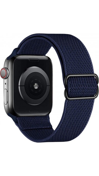 Bracelet nylon élastique sport, réglable, souple, lavable - Bleu foncé - Apple Watch 44/45/46/49 mm