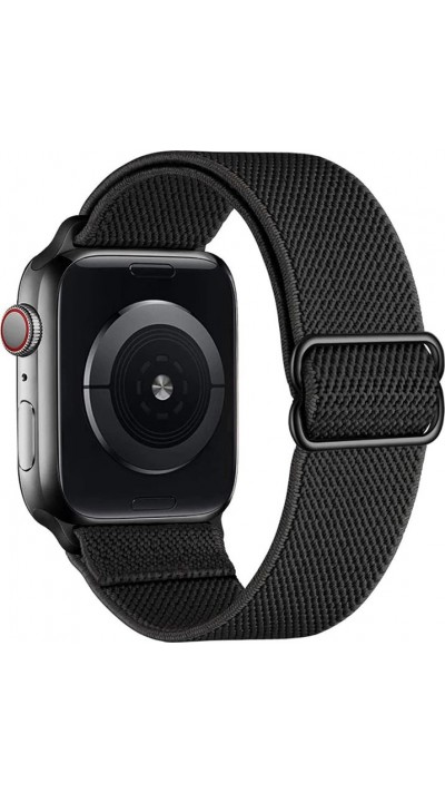 Bracelet nylon élastique sport, réglable, souple, lavable - Noir - Apple Watch 44/45/46/49 mm