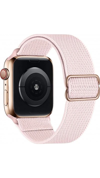 Bracelet nylon élastique sport, réglable, souple, lavable - Rose clair - Apple Watch 44/45/46/49 mm