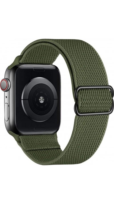 Bracelet nylon élastique sport, réglable, souple, lavable - Vert foncé - Apple Watch 44/45/46/49 mm