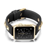 Bracelet punk en cuir véritable taille ajustable - Noir - Apple Watch 38/40/41/42 mm