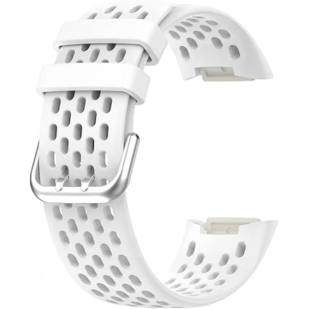 Bracelet silicone Fitbit Charge 5 / 6 SPORTY - Taille universelle - Blanc