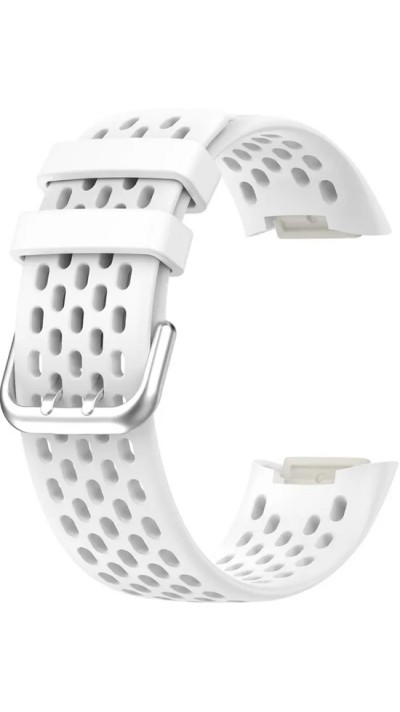 Bracelet silicone Fitbit Charge 5 / 6 SPORTY - Taille universelle - Blanc