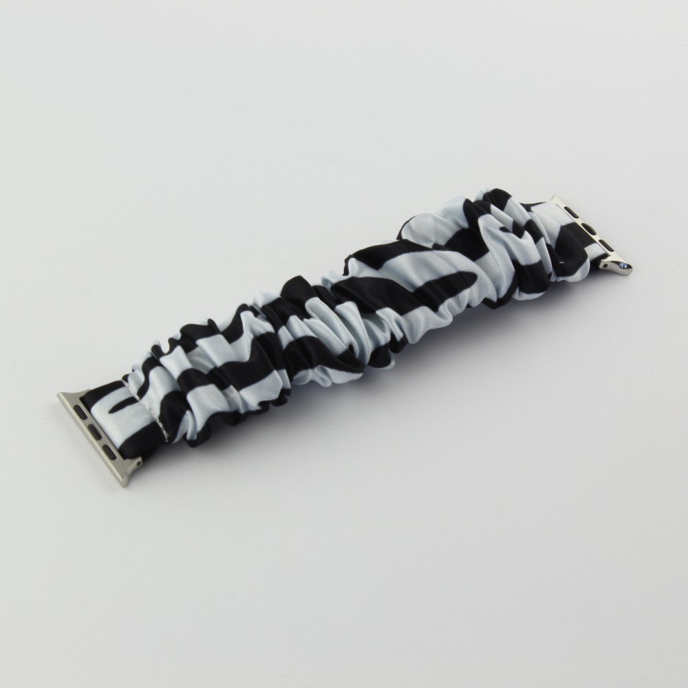Bracelet tissu chouchous lignes noir blanc - Apple Watch 38/40/41/42 mm