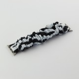 Bracelet tissu chouchous lignes noir blanc - Apple Watch 38/40/41/42 mm