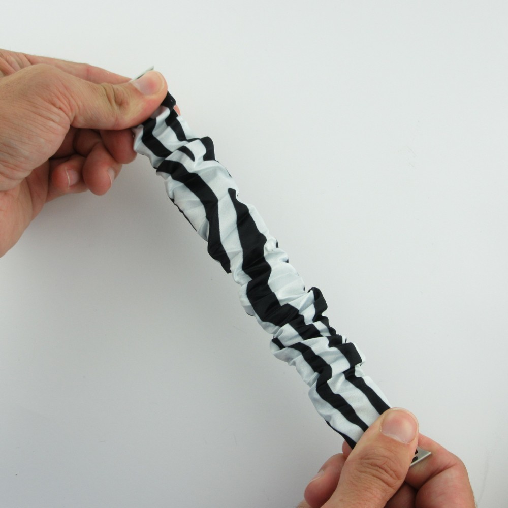 Bracelet tissu chouchous lignes noir blanc - Apple Watch 38/40/41/42 mm