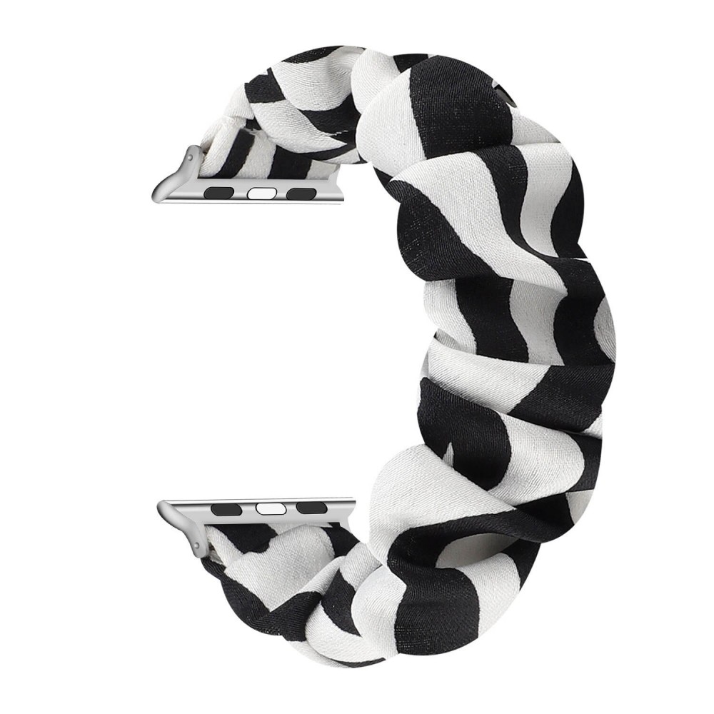 Bracelet tissu chouchous lignes noir blanc - Apple Watch 38/40/41/42 mm