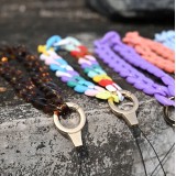 Bracelet universel attache pour coque/fourre téléphone chaine colorée - Jaune