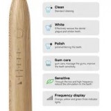 Brosse à dents électronique bambou eco-friendly avec station de charge + 3 embouts