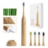 Brosse à dents électronique bambou eco-friendly avec station de charge + 3 embouts