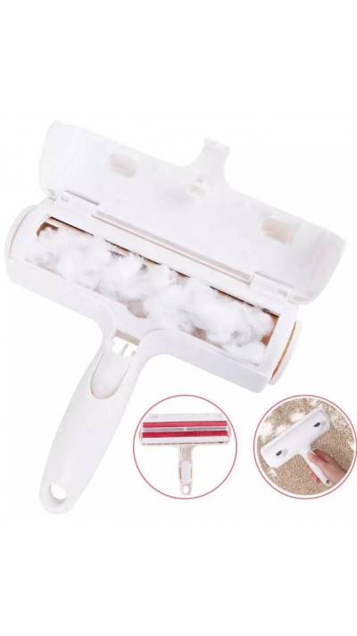 Brosse rouleau ramasse poils d'animaux / attrape peluche - Blanc