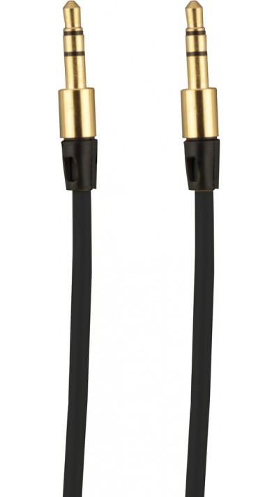 Câble stéréo double connexion AUX 3,5 mm - fiche audio + 1 mètre - Noir