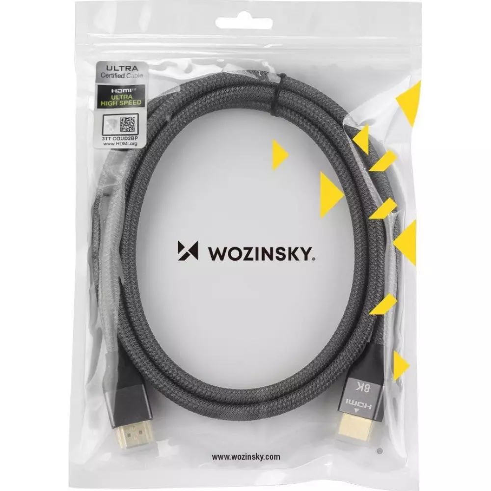 Wozinsky HDMI 2.1 Kabel 8K 60 Hz 48 Gbps / 4K 120 Hz / 2K 144 Hz (1 m) - Silber