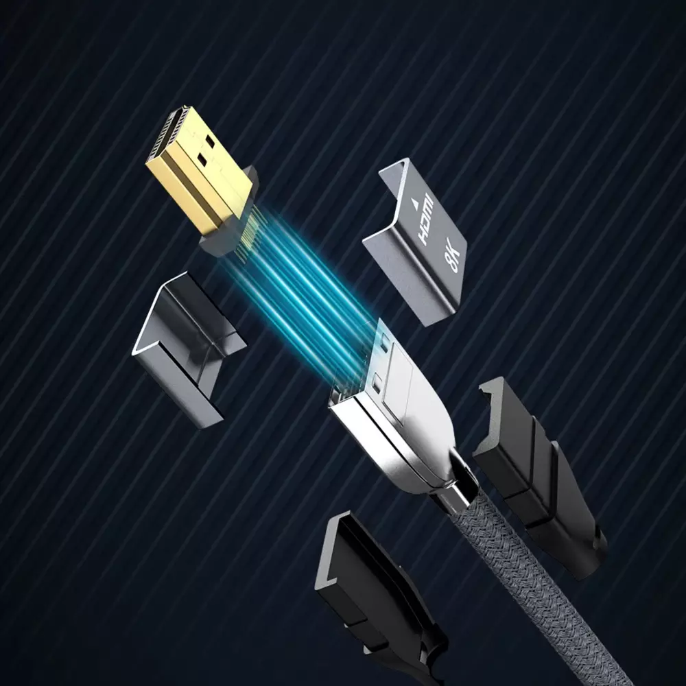 Wozinsky HDMI 2.1 Kabel 8K 60 Hz 48 Gbps / 4K 120 Hz / 2K 144 Hz (1 m) - Silber
