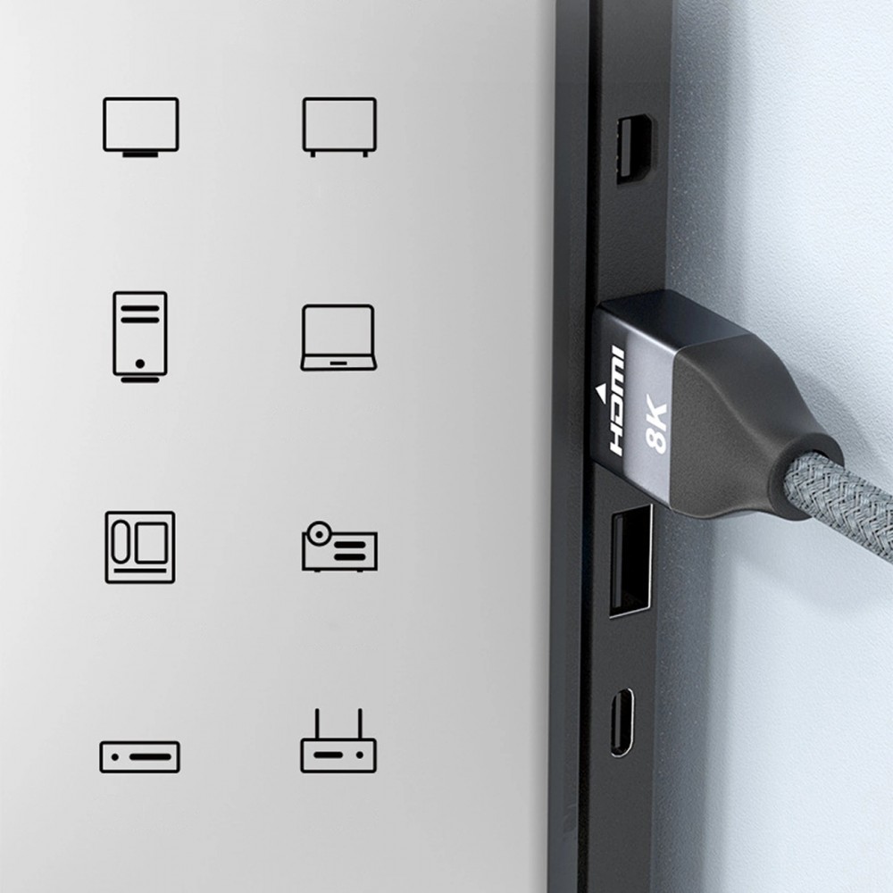 Câble HDMI 2.1 8K 60 Hz 48 Gbps / 4K 120 Hz / 2K 144 Hz (3 m) Wozinsky - Argent