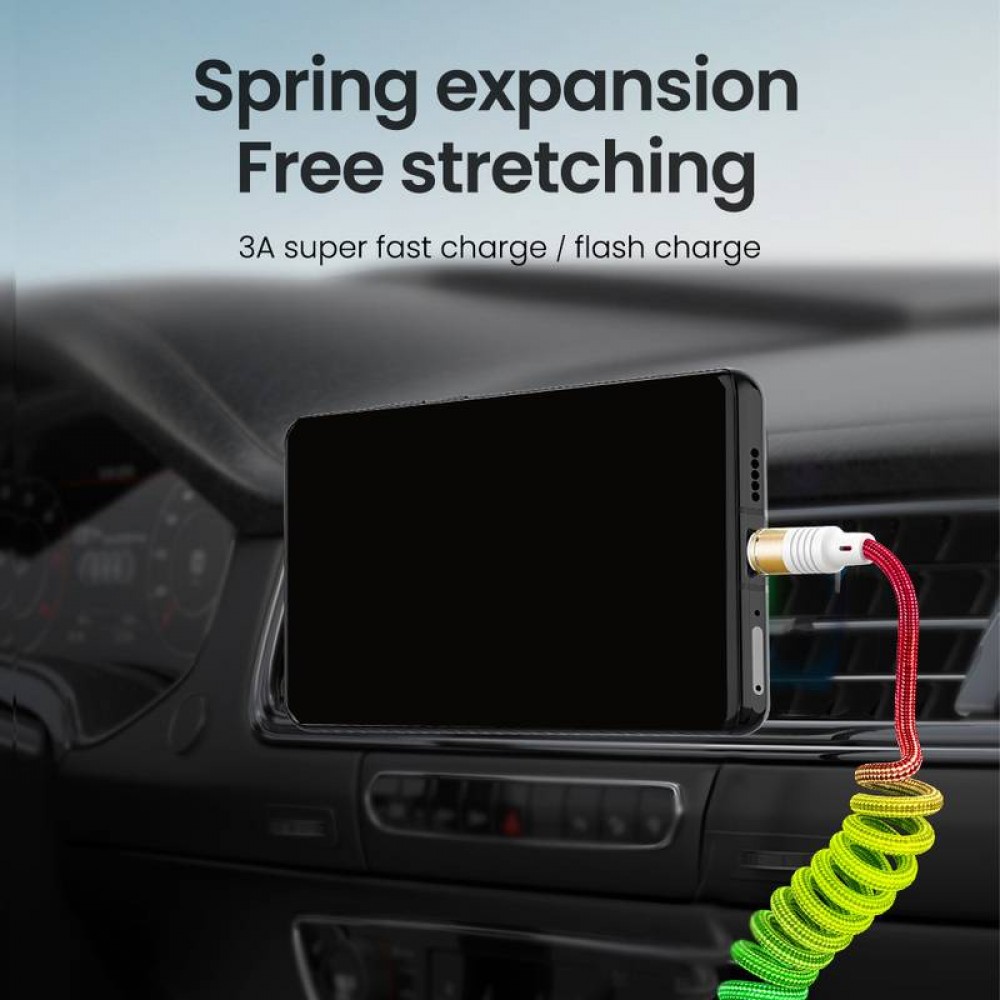 Câble USB-A vers USB-C extensible (jusqu'à 1m) en nylon tressé multicolore rainbow