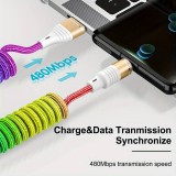 Câble USB-A vers USB-C extensible (jusqu'à 1m) en nylon tressé multicolore rainbow