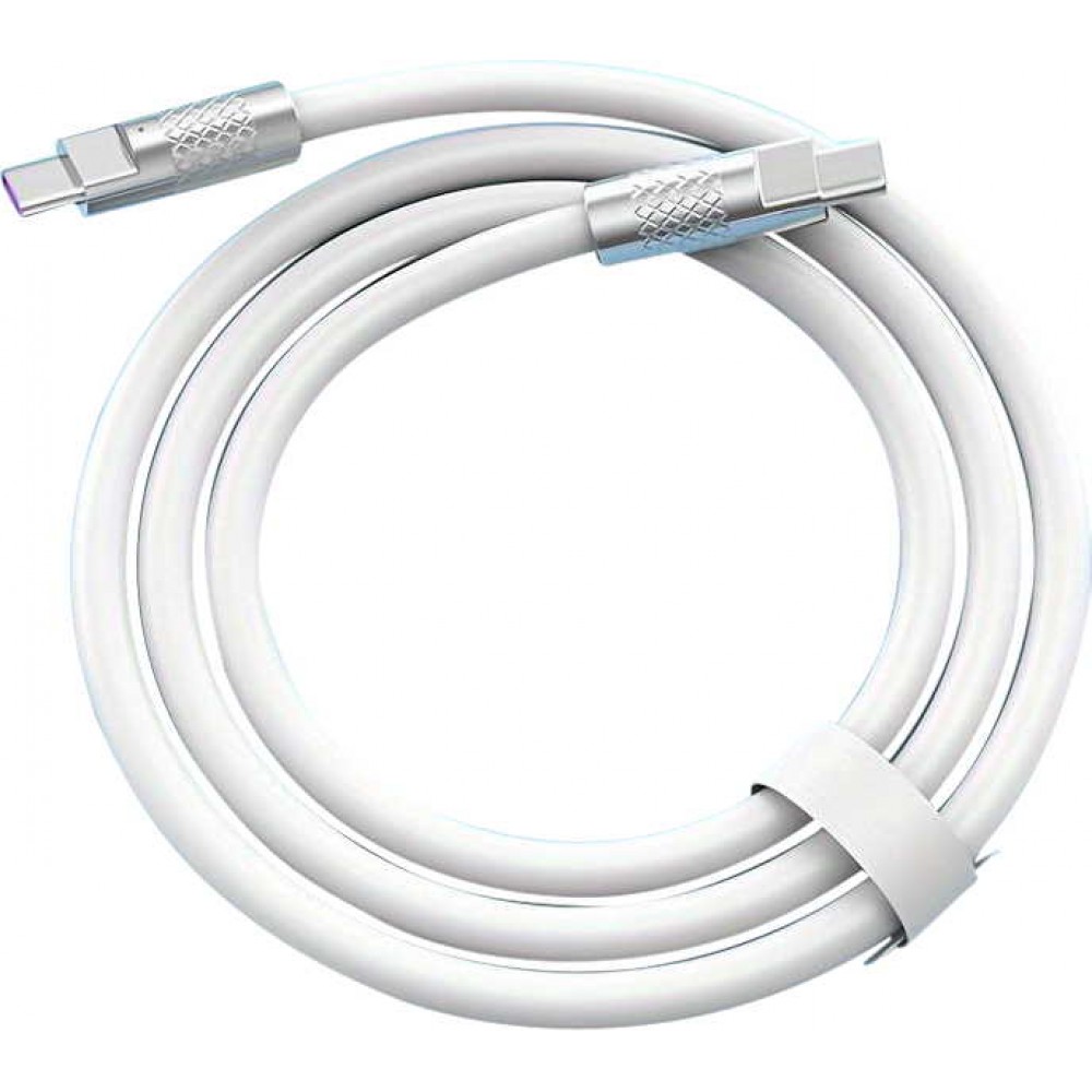Câble USB-C vers USB-C (2m) robuste et coloré avec tête designen aluminium - Blanc