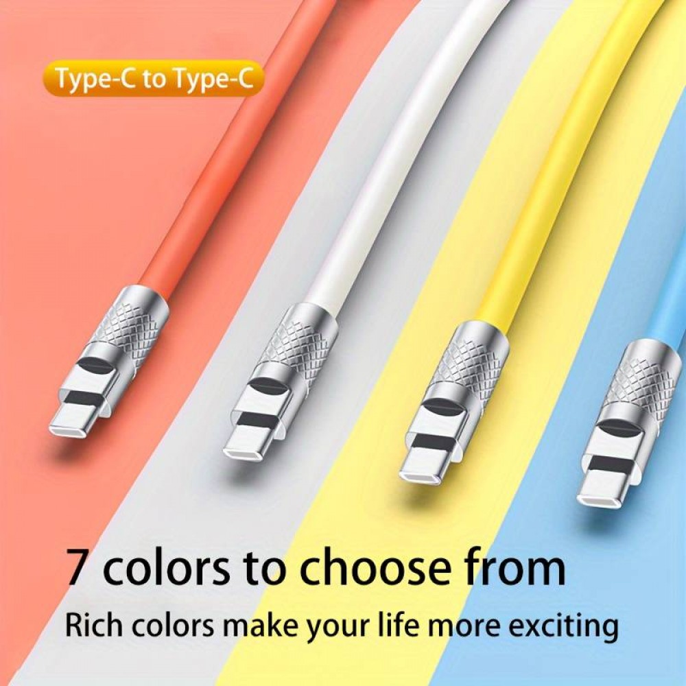 Câble USB-C vers USB-C (2m) robuste et coloré avec tête designen aluminium - Blanc