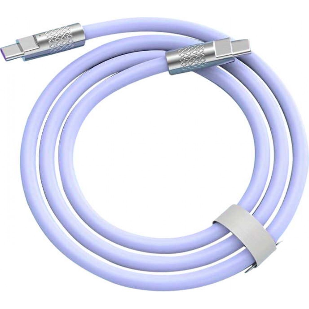Câble USB-C vers USB-C (2m) robuste et coloré avec tête designen aluminium - Violet