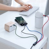 Câble USB 4 en 1 (1x Lightning, 2x USB-C, 1x Micro USB) tressé nylon 3.5A (1.2 m) - Noir