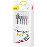 Câble USB 4 en 1 (1x Lightning, 2x USB-C, 1x Micro USB) tressé nylon 3.5A (1.2 m) - Noir