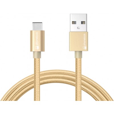 Ladekabel (1m) USB-A auf USB-C - Nylon PhoneLook - Gold