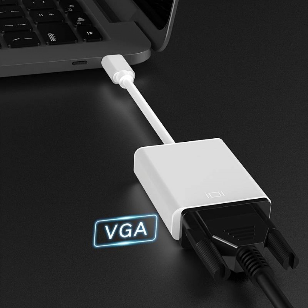 Câble adaptateur USB-C à VGA (1080p) converteur support hot plug-in - Argent