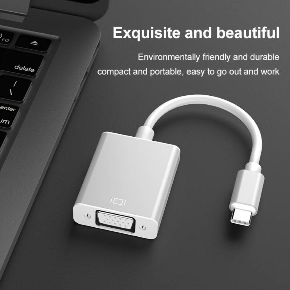 Câble adaptateur USB-C à VGA (1080p) converteur support hot plug-in - Argent