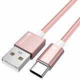 Câble chargeur (1.5 m) USB-A vers USB-C - Nylon PhoneLook - Rose clair