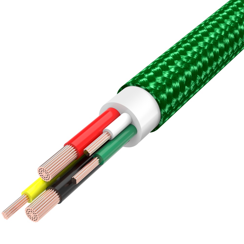 Câble chargeur (1.5 m) USB-A vers USB-C - Nylon PhoneLook - Vert foncé