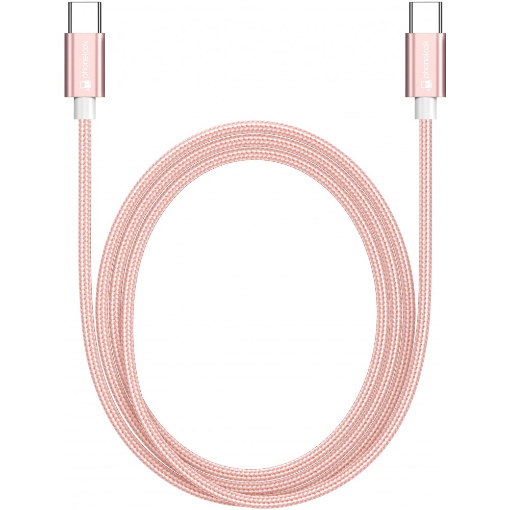Câble chargeur (1.5 m) USB-C vers USB-C - Nylon PhoneLook - Rose clair