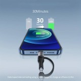 Câble de charge 2 en 1 (USB-C vers USB-C + Lightning) pour iPhone 15 et modèles précédents - Noir