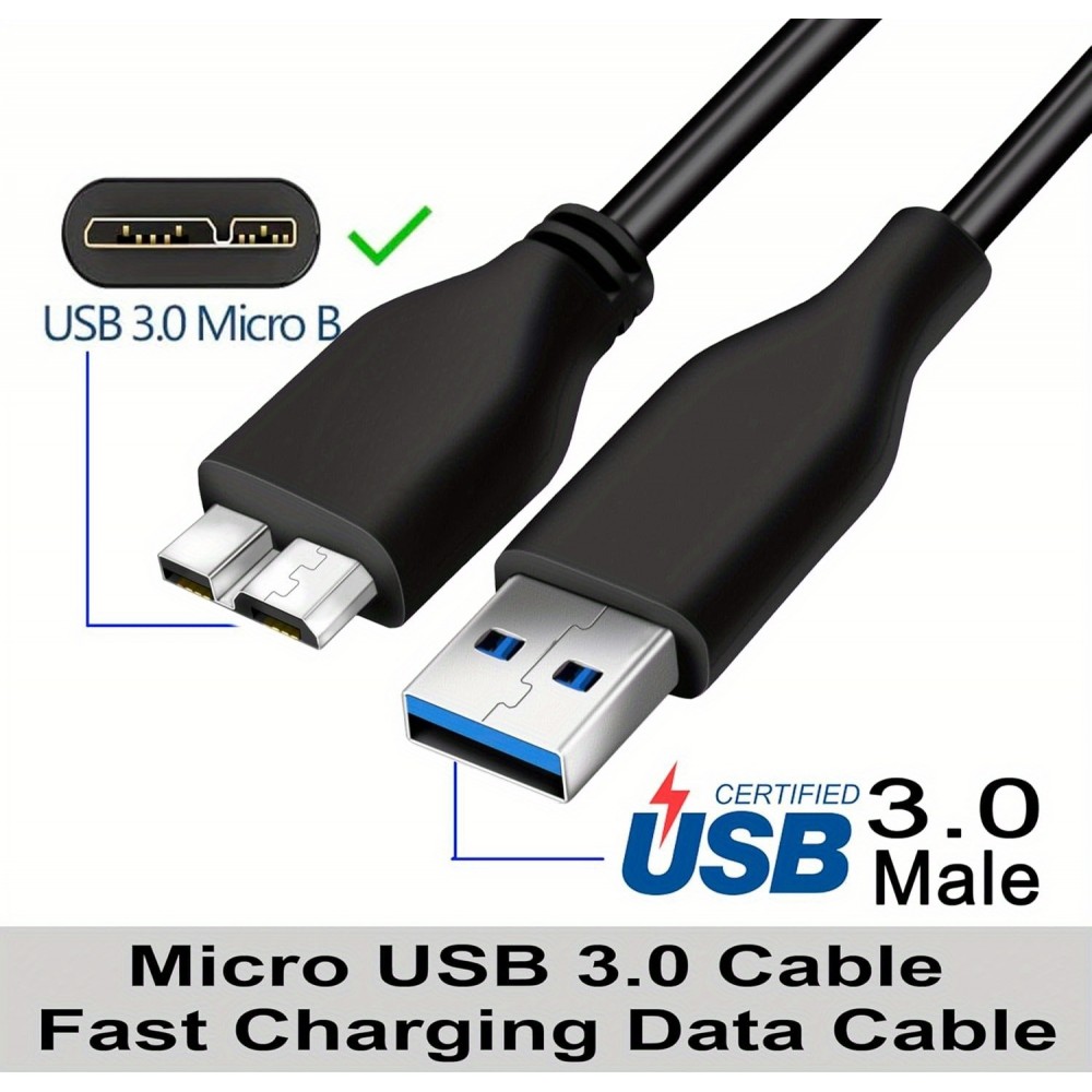 C&acirc;ble de donn&eacute;es USB A 3.0 vers Micro USB B rapide (4.8 Gbps) pour disques durs externes (1 m) - Noir