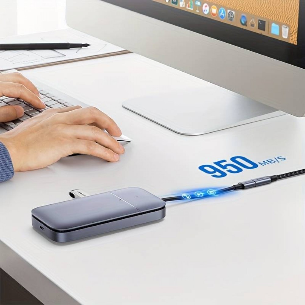 C&acirc;ble extension nylon USB-C (m&acirc;le) vers USB-C (femelle) 2 m&egrave;tres - Noir