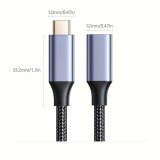 C&acirc;ble extension nylon USB-C (m&acirc;le) vers USB-C (femelle) 2 m&egrave;tres - Noir