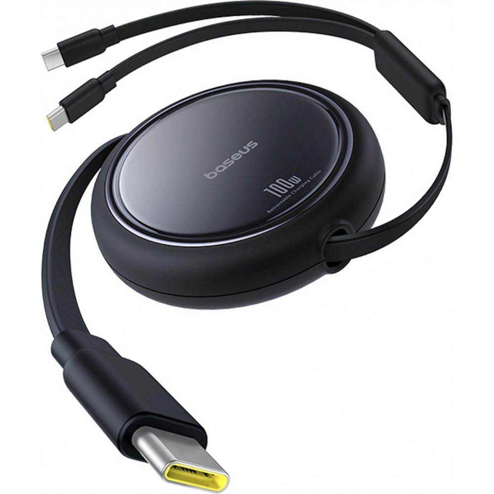 Câble rétractable 2x USB-C 100W (1 m) Baseus Bright Mirror Series - Noir