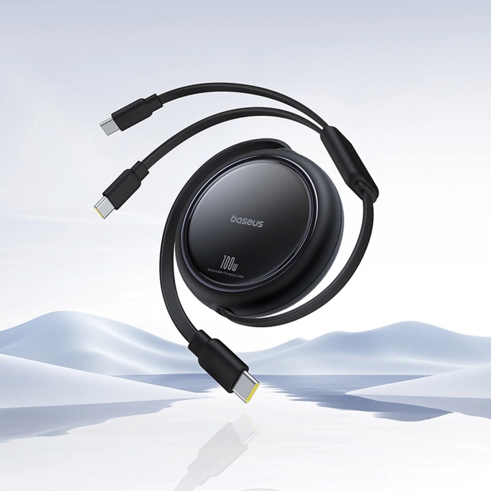 Câble rétractable 2x USB-C 100W (1 m) Baseus Bright Mirror Series - Noir