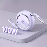 Câble rétractable double Type USB-C avec charge rapide QC3.0 100W - Violet